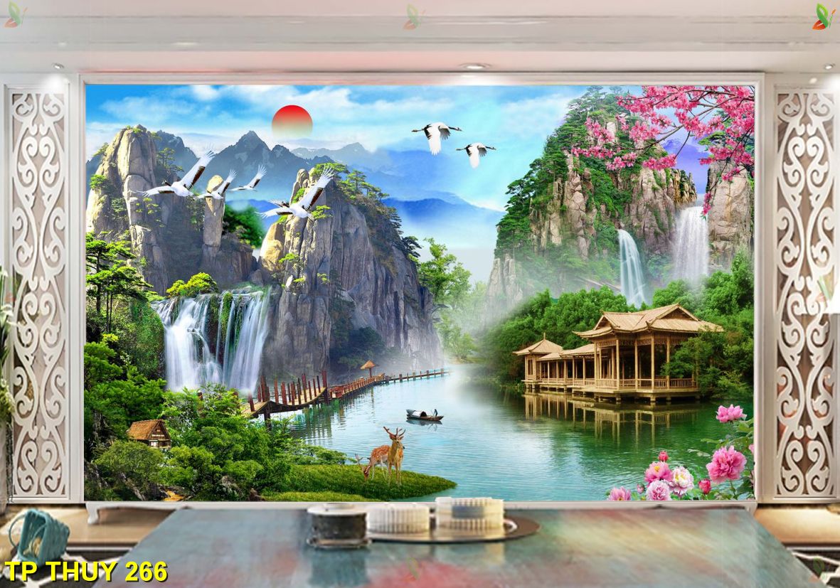 TP Thuy 266 - Trang trí nhà bằng tranh dán tường thác nước tuyệt đẹp