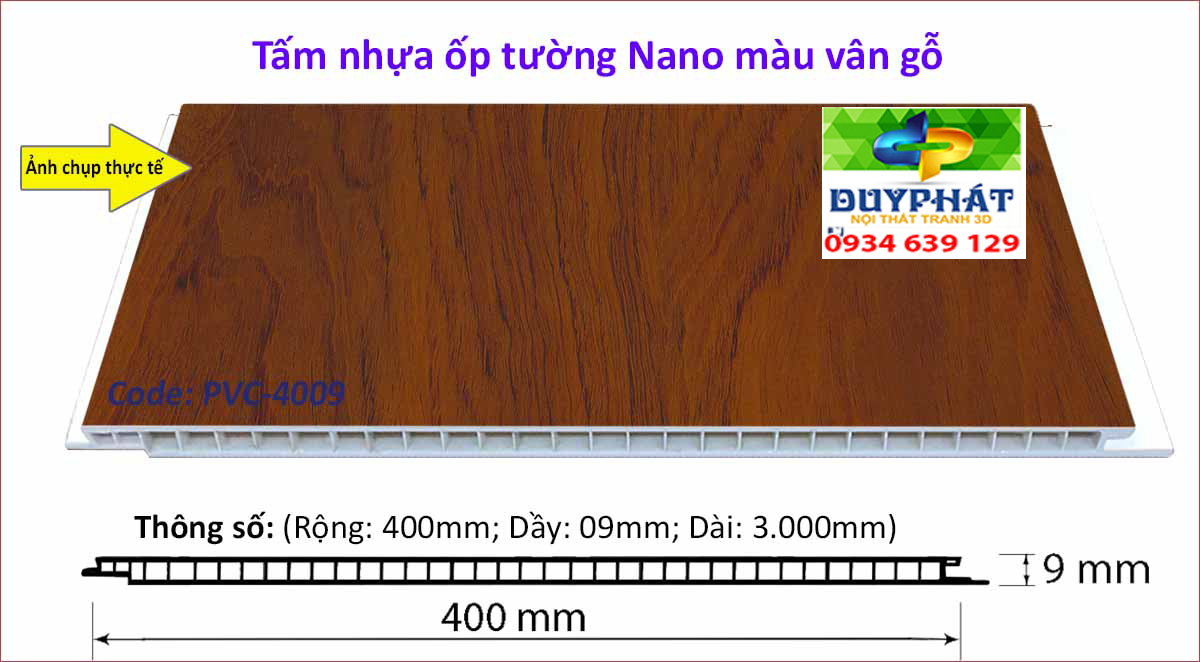 Tam nhua op tuong mau van go PVC 4009 - Tấm-nhựa-ốp-tường-màu-vân-gỗ-PVC-4009
