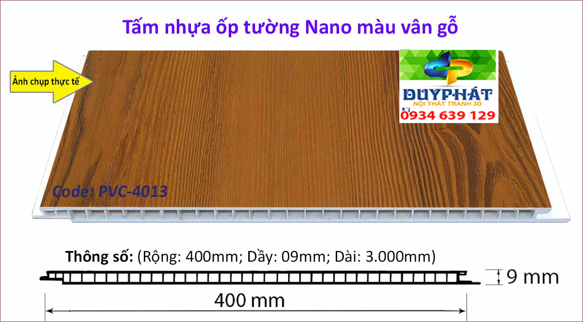 Tam nhua op tuong mau van go PVC 4013 - Tấm-nhựa-ốp-tường-màu-vân-gỗ-PVC-4013