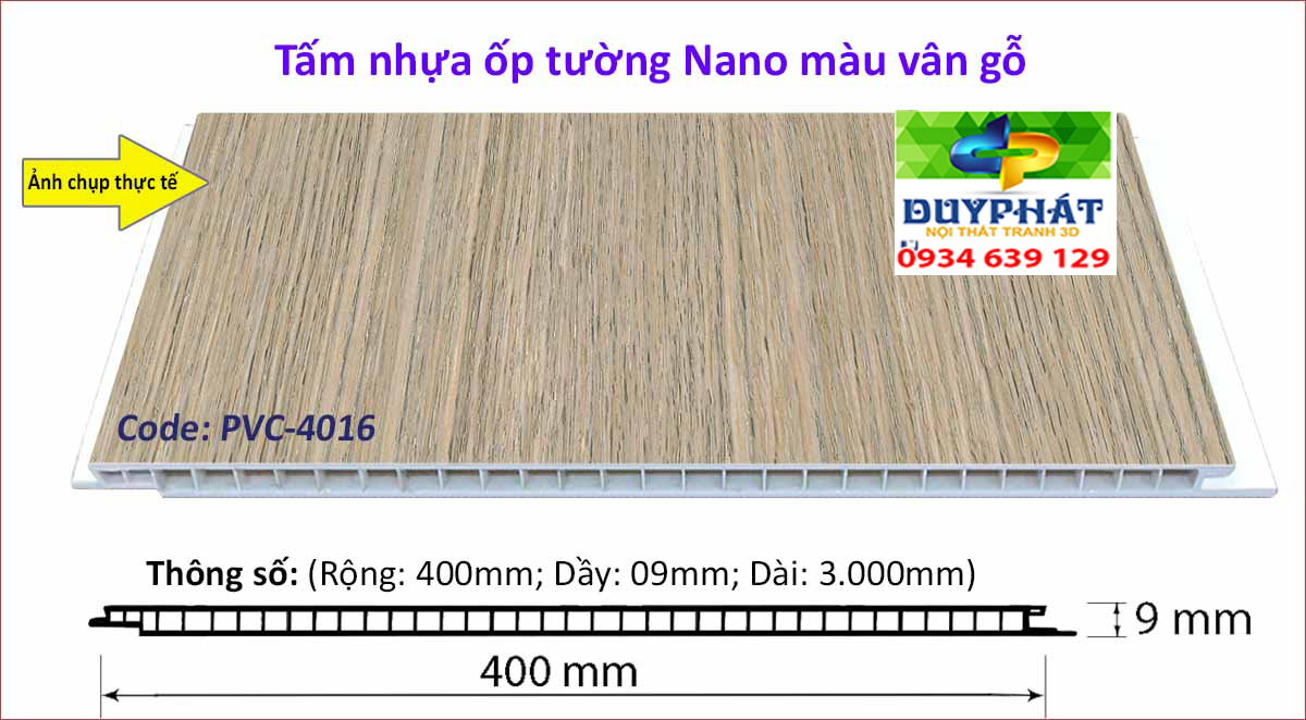 Tam nhua op tuong mau van go PVC 4016 - Tấm-nhựa-ốp-tường-màu-vân-gỗ-PVC-4016