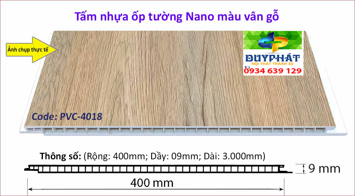 Tam nhua op tuong mau van go PVC 4018 1 - Tấm-nhựa-ốp-tường-màu-vân-gỗ-PVC-4018