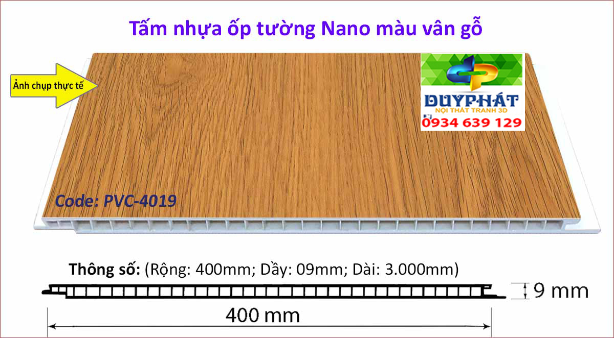 Tam nhua op tuong mau van go PVC 4019 - Tấm-nhựa-ốp-tường-màu-vân-gỗ-PVC-4019
