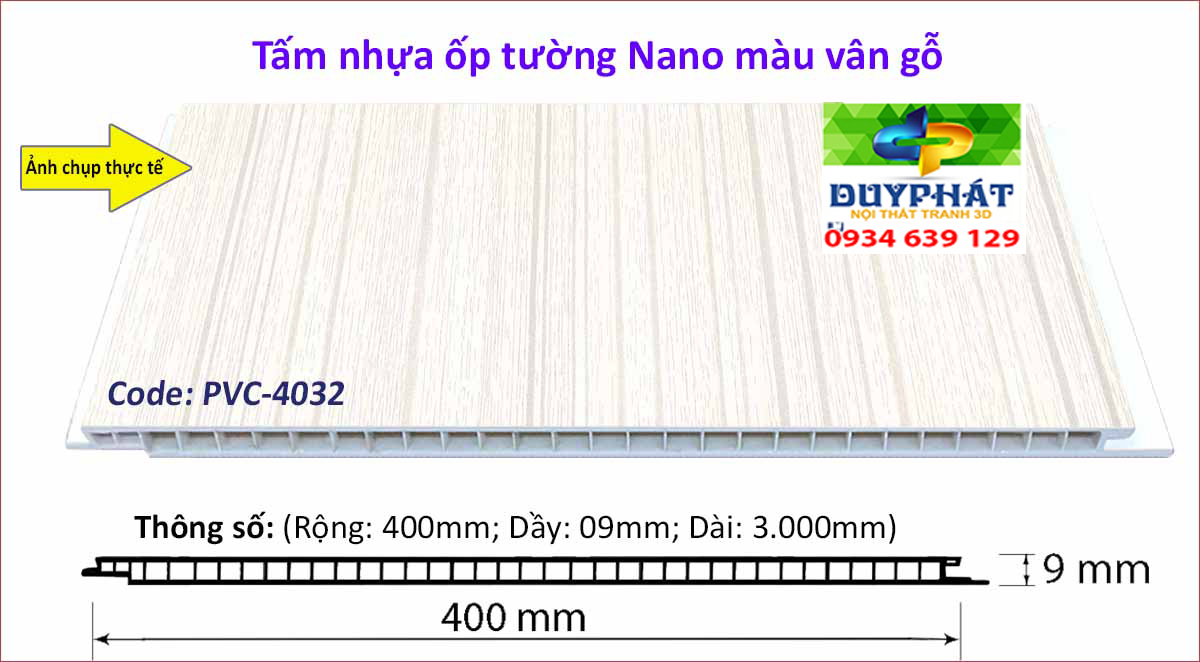 Tam nhua op tuong mau van go PVC 4032 - Tấm-nhựa-ốp-tường-màu-vân-gỗ-PVC-4032