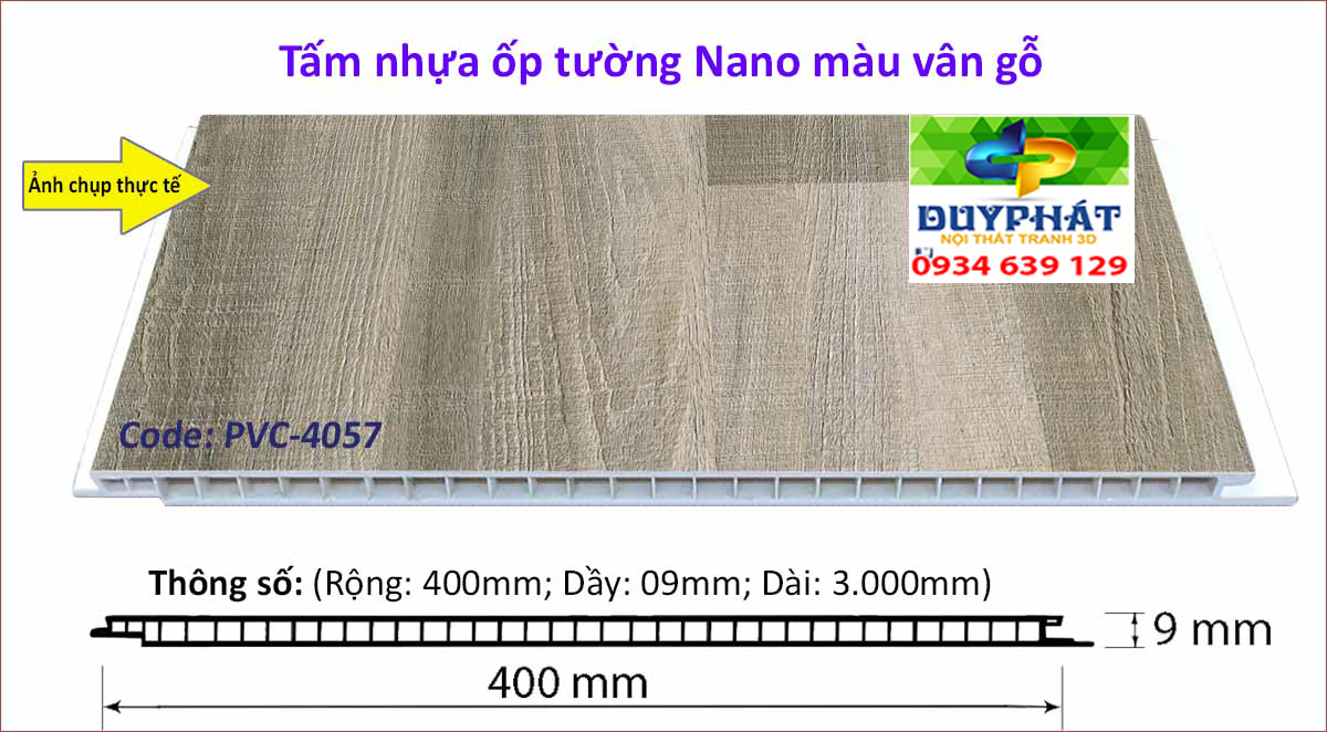 Tam nhua op tuong mau van go PVC 4057 - Tấm-nhựa-ốp-tường-màu-vân-gỗ-PVC-4057