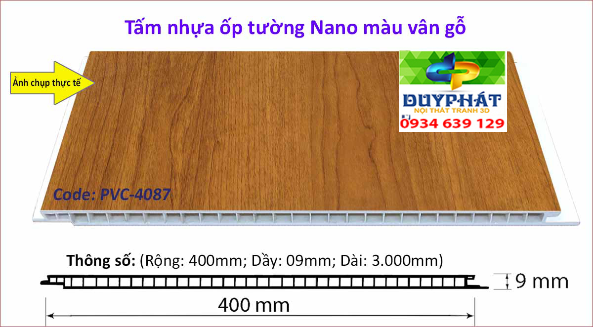 Tam nhua op tuong mau van go PVC 4087 - Tấm-nhựa-ốp-tường-màu-vân-gỗ-PVC-4087